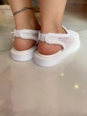 Knit Beyaz Sandalet