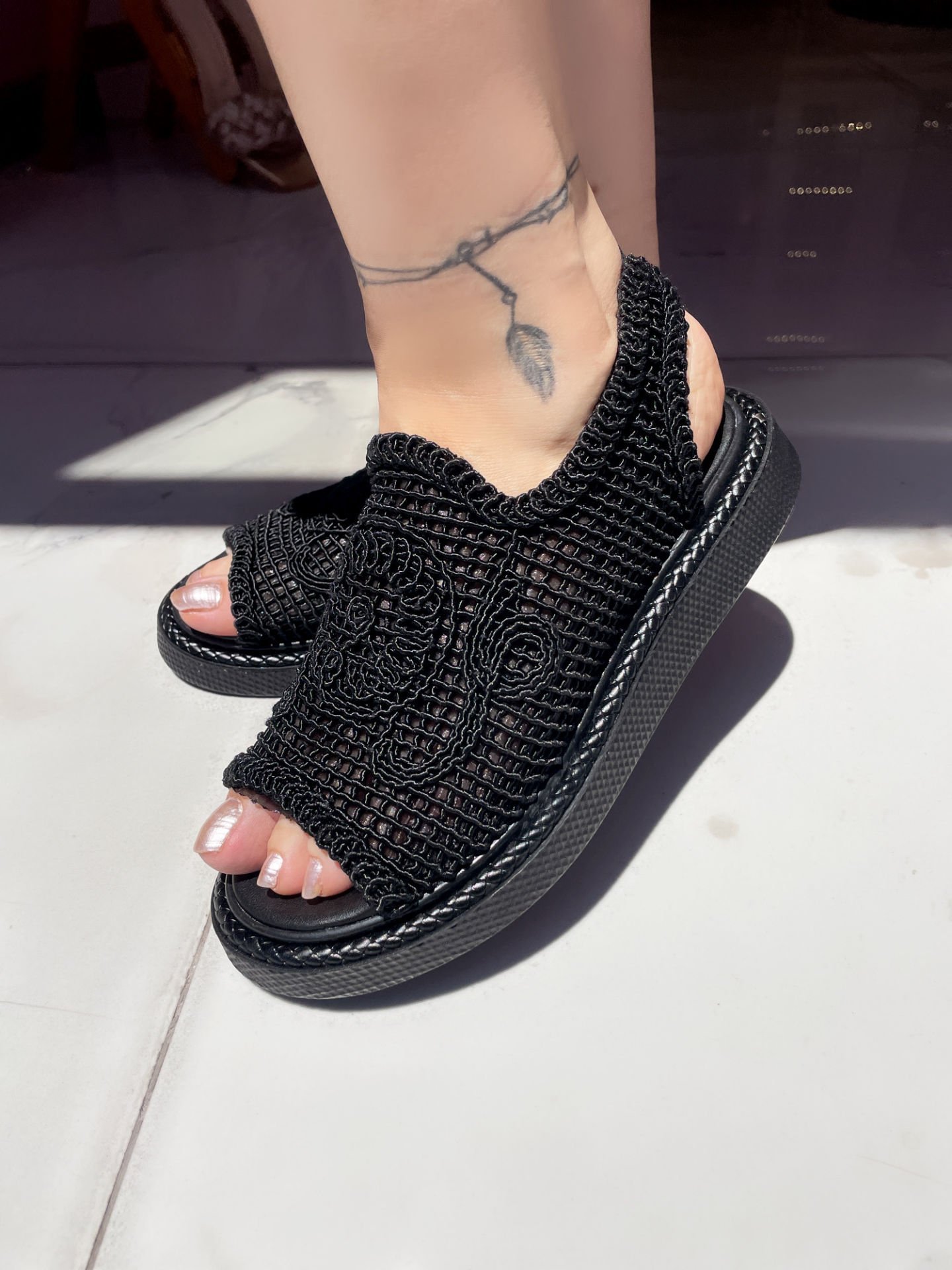 Knit Siyah Sandalet