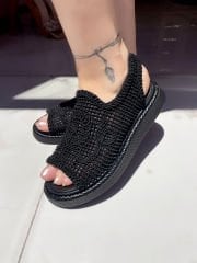 Knit Siyah Sandalet