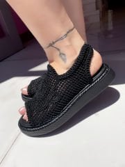 Knit Siyah Sandalet