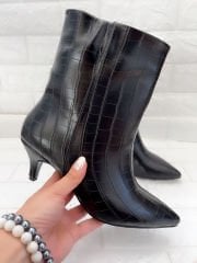 Melon Siyah Kroko Bootie