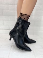 Melon Siyah Kroko Bootie