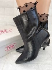 Melon Siyah Kroko Bootie