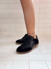 Kozzy Siyah Hakiki Deri Sneaker Ayakkabı